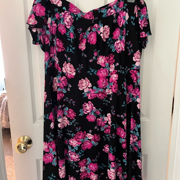 Torrid Floral Mini Studio Luxe Ponte Off-Shoulder Skater Dress - Picture 3 of 3